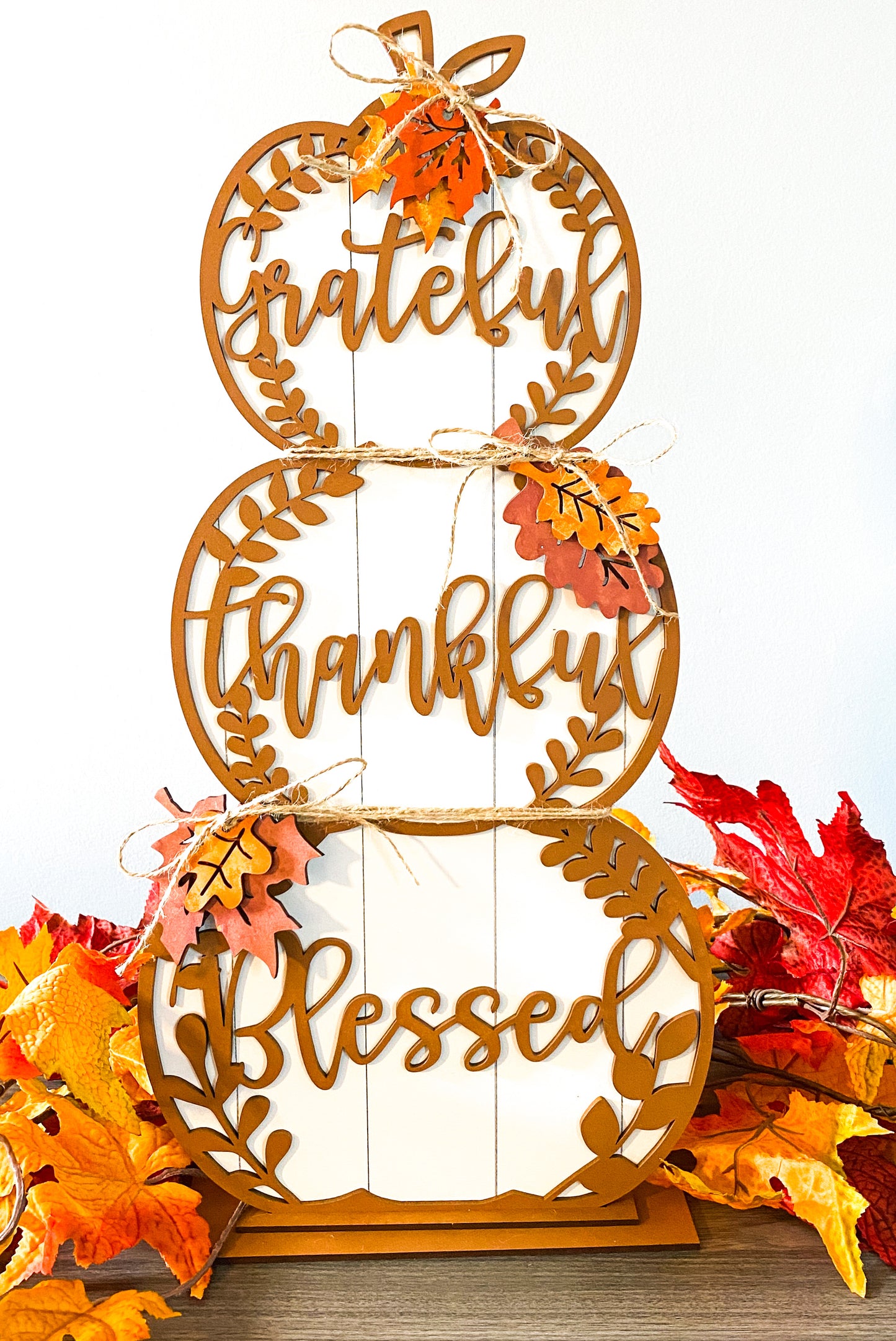 Standing Pumpkins - Family, Thankful, Blessed