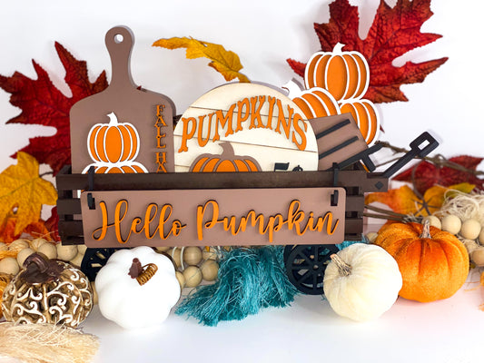 Interchangeable Shelf Sitter Wagon/Crate - Farm Decor - Hello Pumpkin