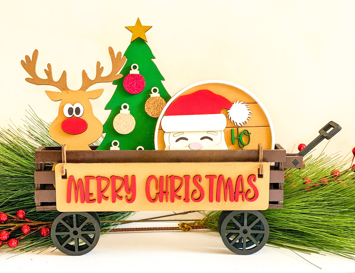 Interchangeable Wagon/Crate Shelf Sitter - Merry Christmas - Holiday Decor