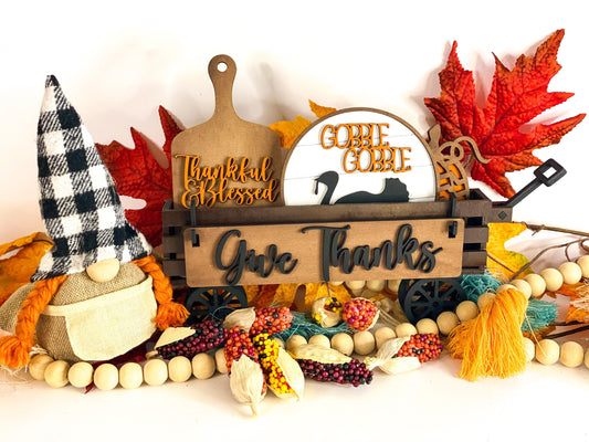 Interchangeable Wagon Shelf Sitter - Give Thanks