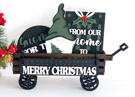 Interchangeable Wagon Shelf Sitter - Merry Christmas Gnome